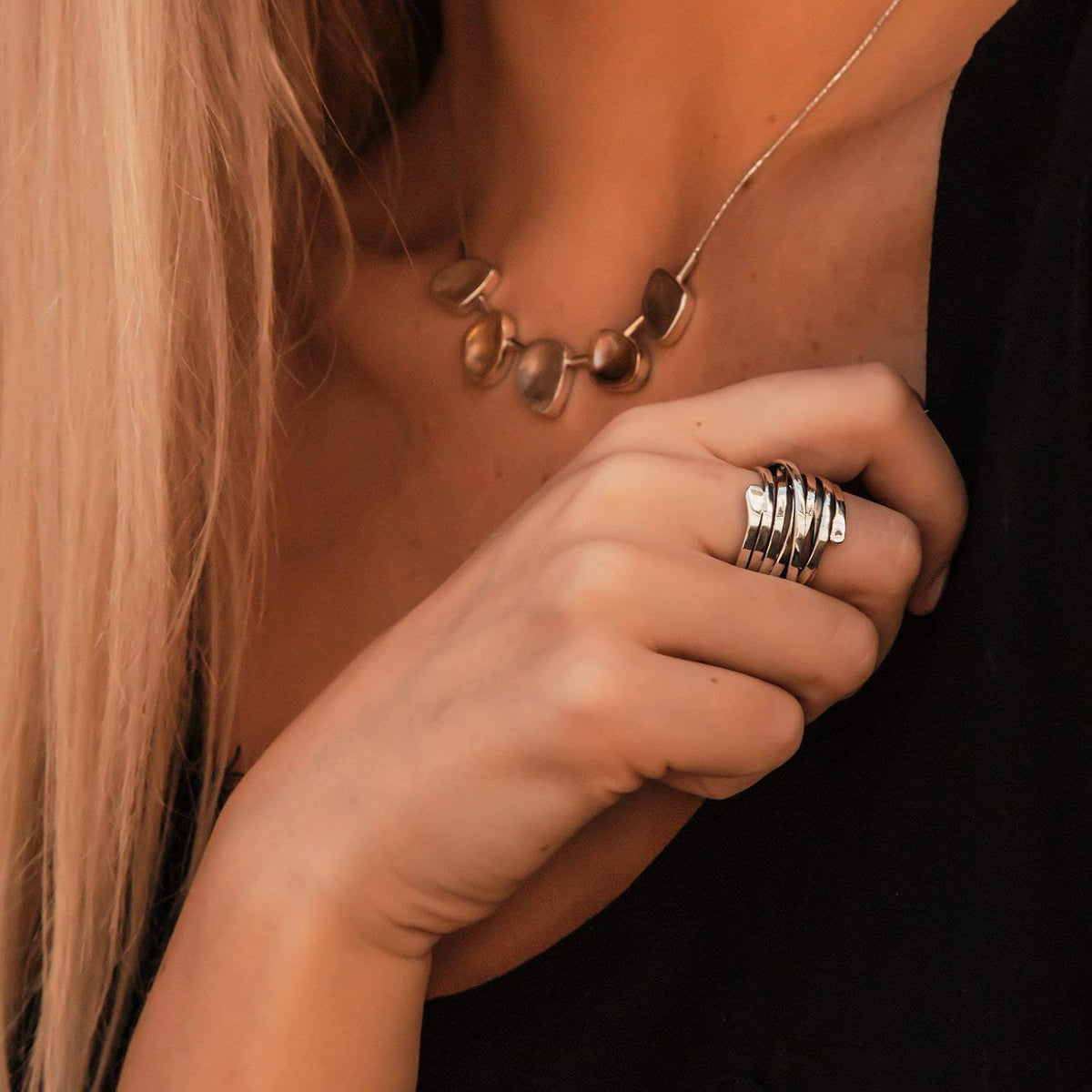 Bliss - Bague argentée vintage à couche épaisse