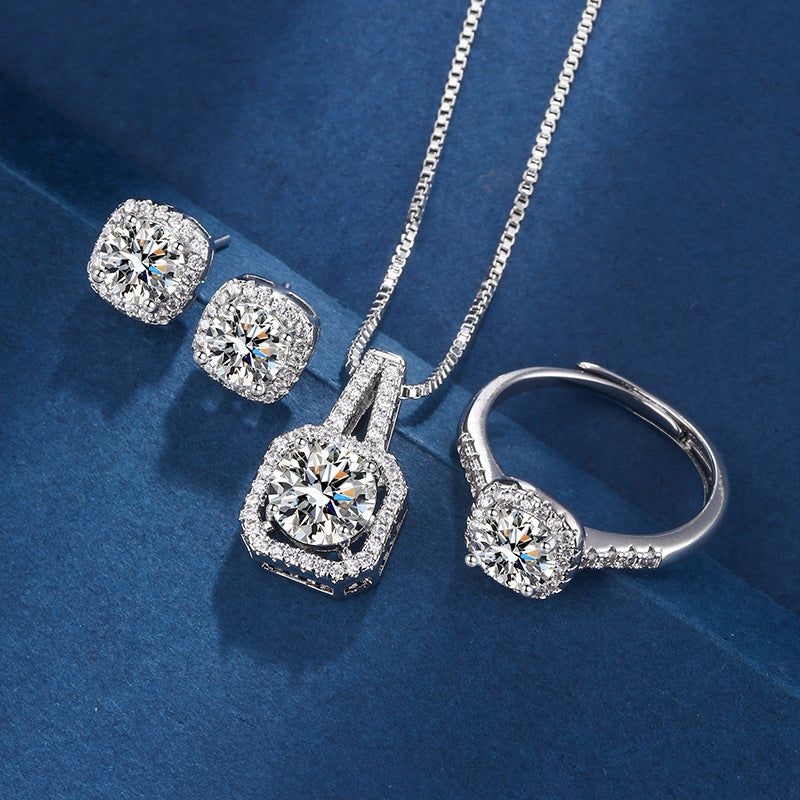 Ensemble de bijoux exclusif Aria carré radiant en or blanc